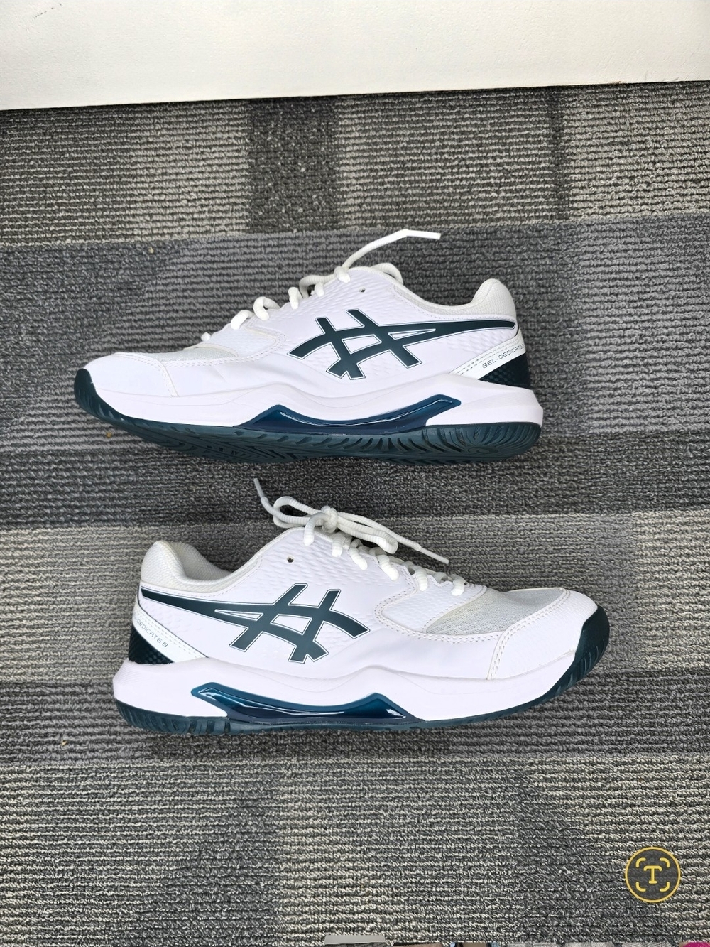 Asics Gel-Dedicate 8  White & Saxon Green Athletic Sneakers